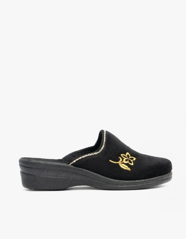 Jo & Joe HELEN Womens Wedge Heel Mule Slippers Black