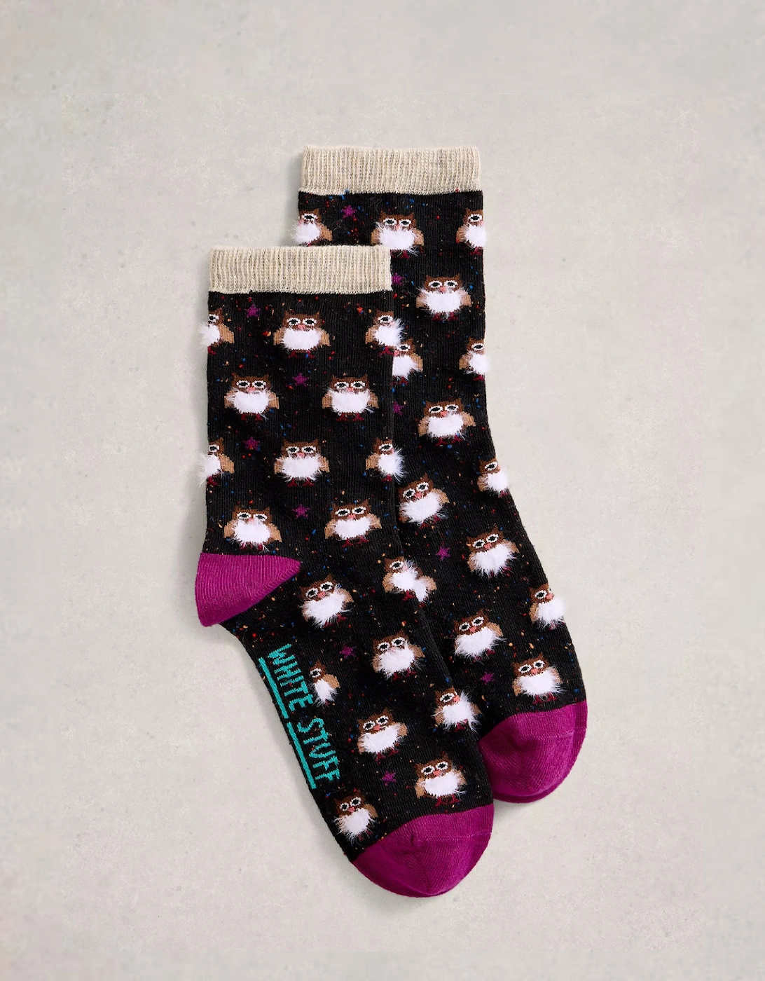 Women's Fluffy Ankle Sock Black Multi, 3 of 2
