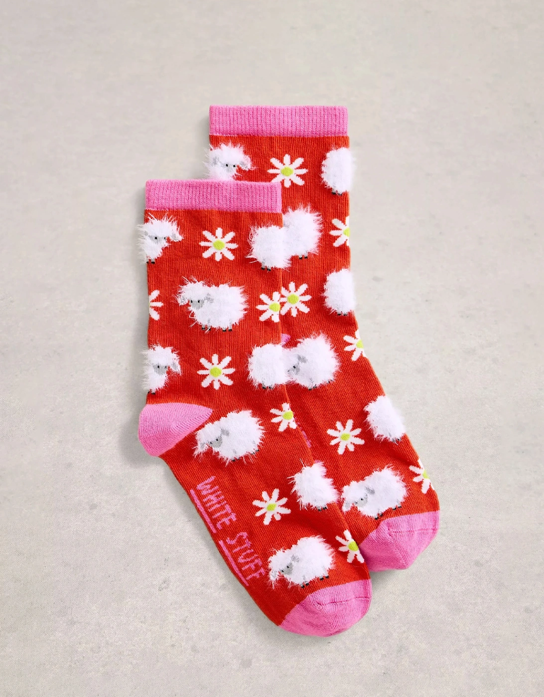 Women's Fluffy Ankle Sock Red Multi, 3 of 2
