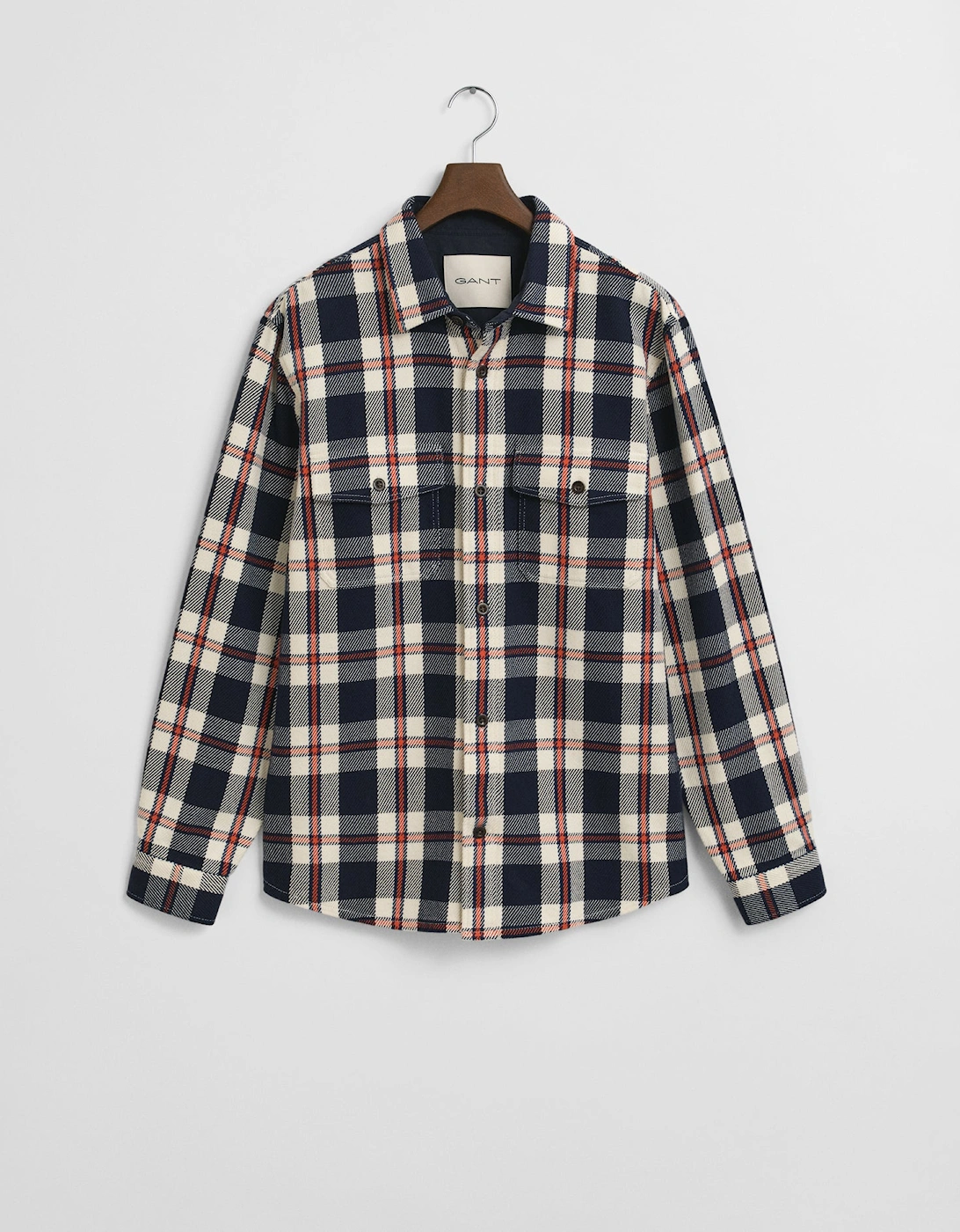 Mens Heavy Twill Check Overshirt - 433 Evening Blue, 2 of 1