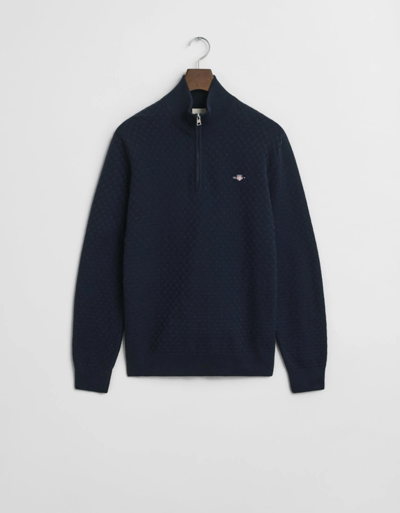 Mens Micro Texture Half Zip Jumper - 433 Evening Blue