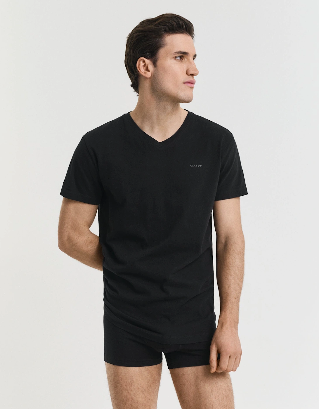 Gant Men's Black V-Neck T-Shirt 2-Pack - 5 - : 38 M