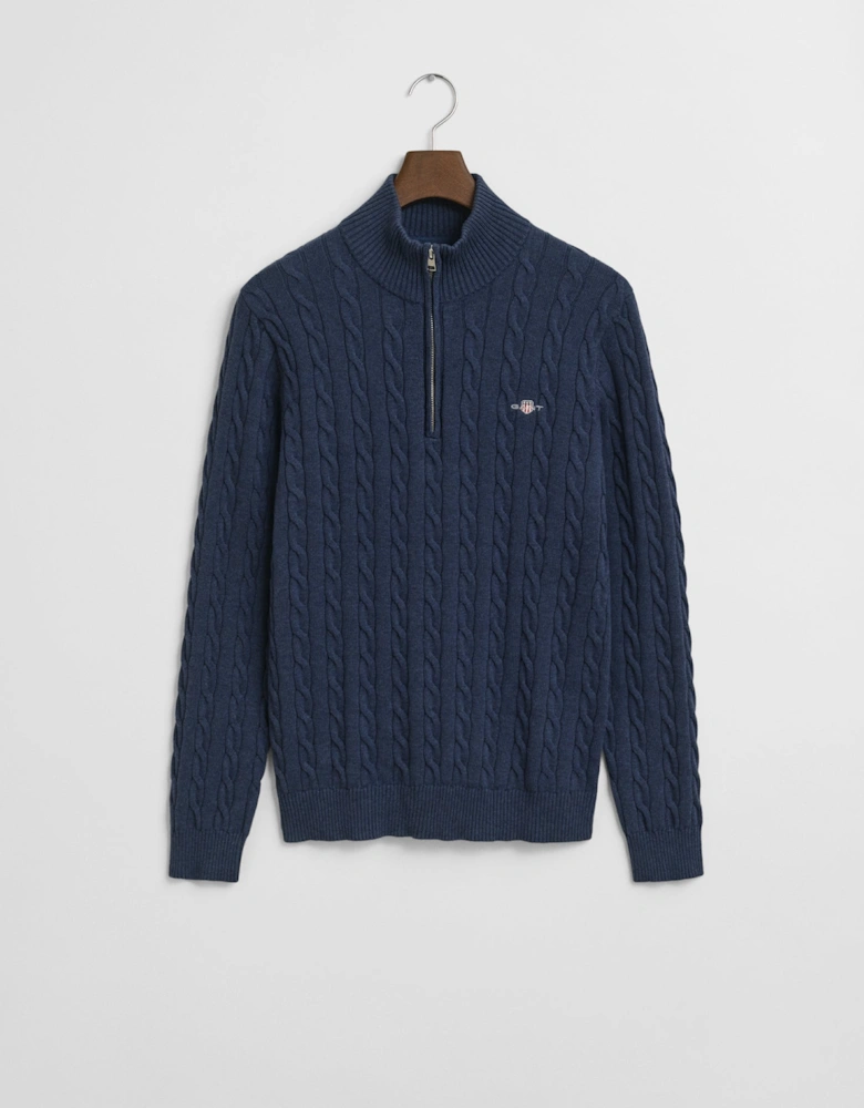 Mens Cotton Cable Half Zip Jumper - 902 Dark Jeansblue Melange