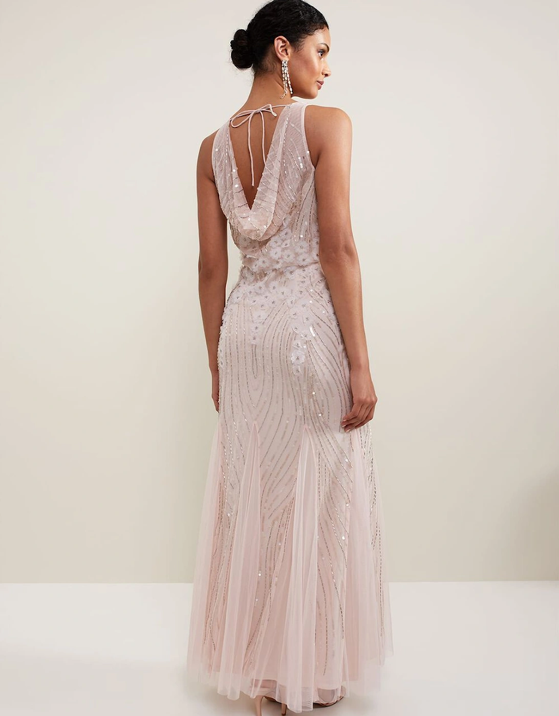 Lexi Ditsy Beaded Cowl Maxi Dress