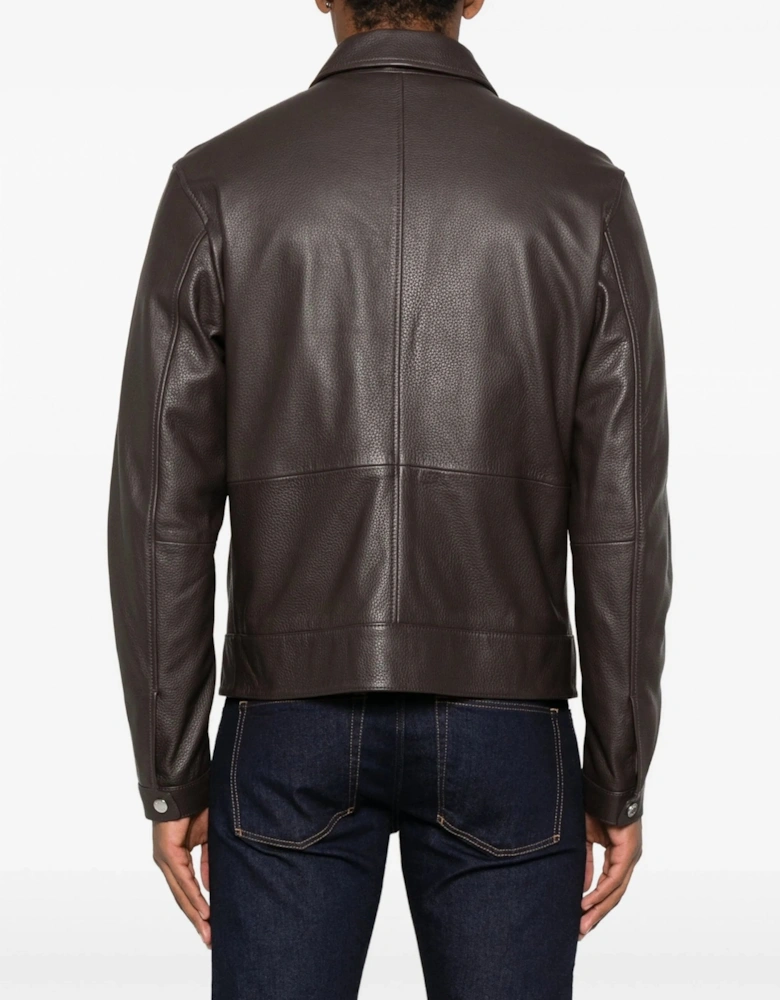 H Mapson 4 Leather Jacket Brown