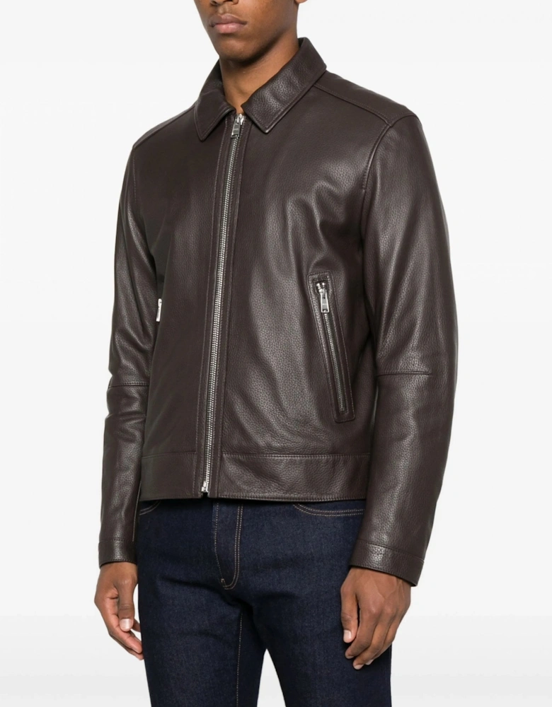 H Mapson 4 Leather Jacket Brown