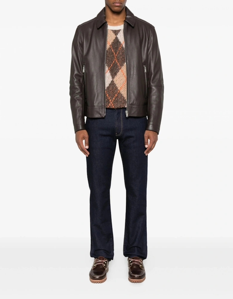 H Mapson 4 Leather Jacket Brown
