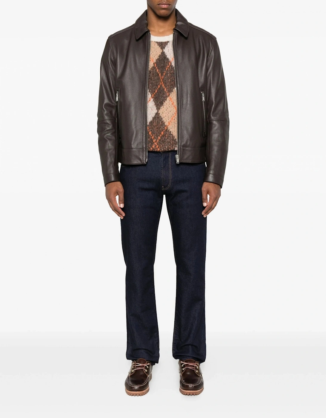 H Mapson 4 Leather Jacket Brown