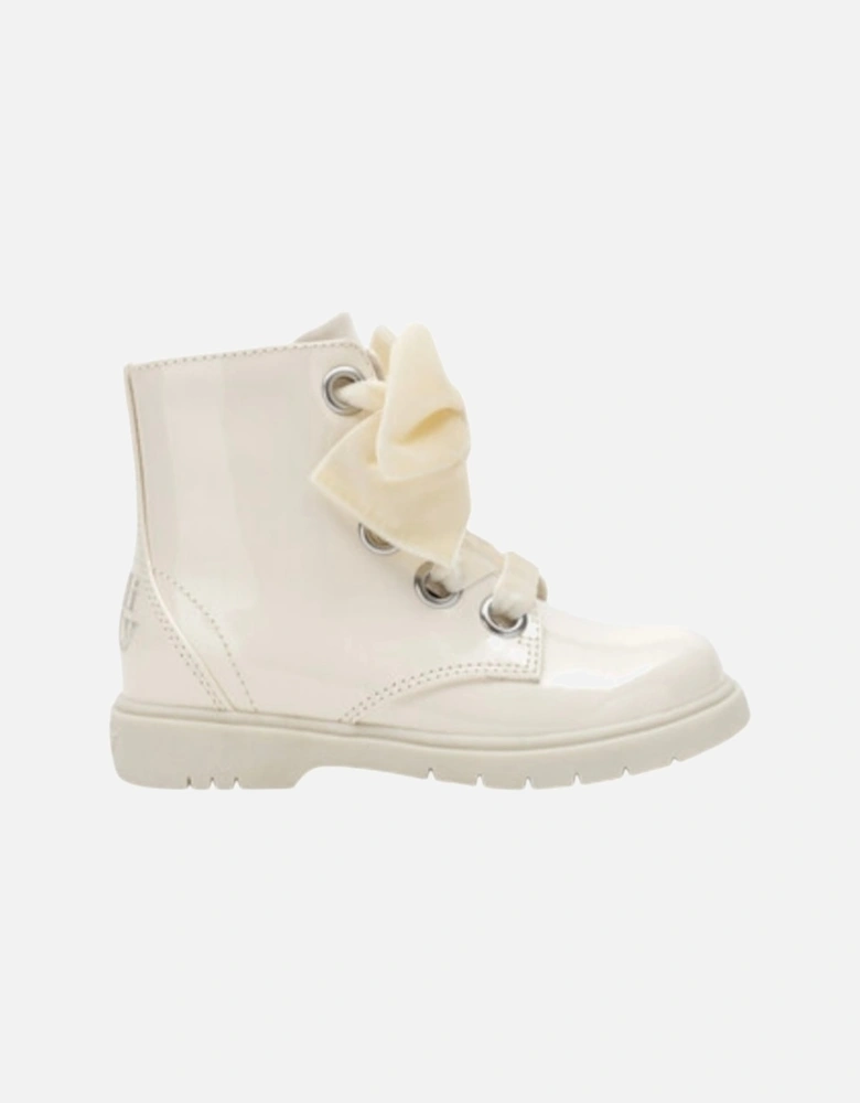 Girls Cream Patent ‘Fior’ Boots