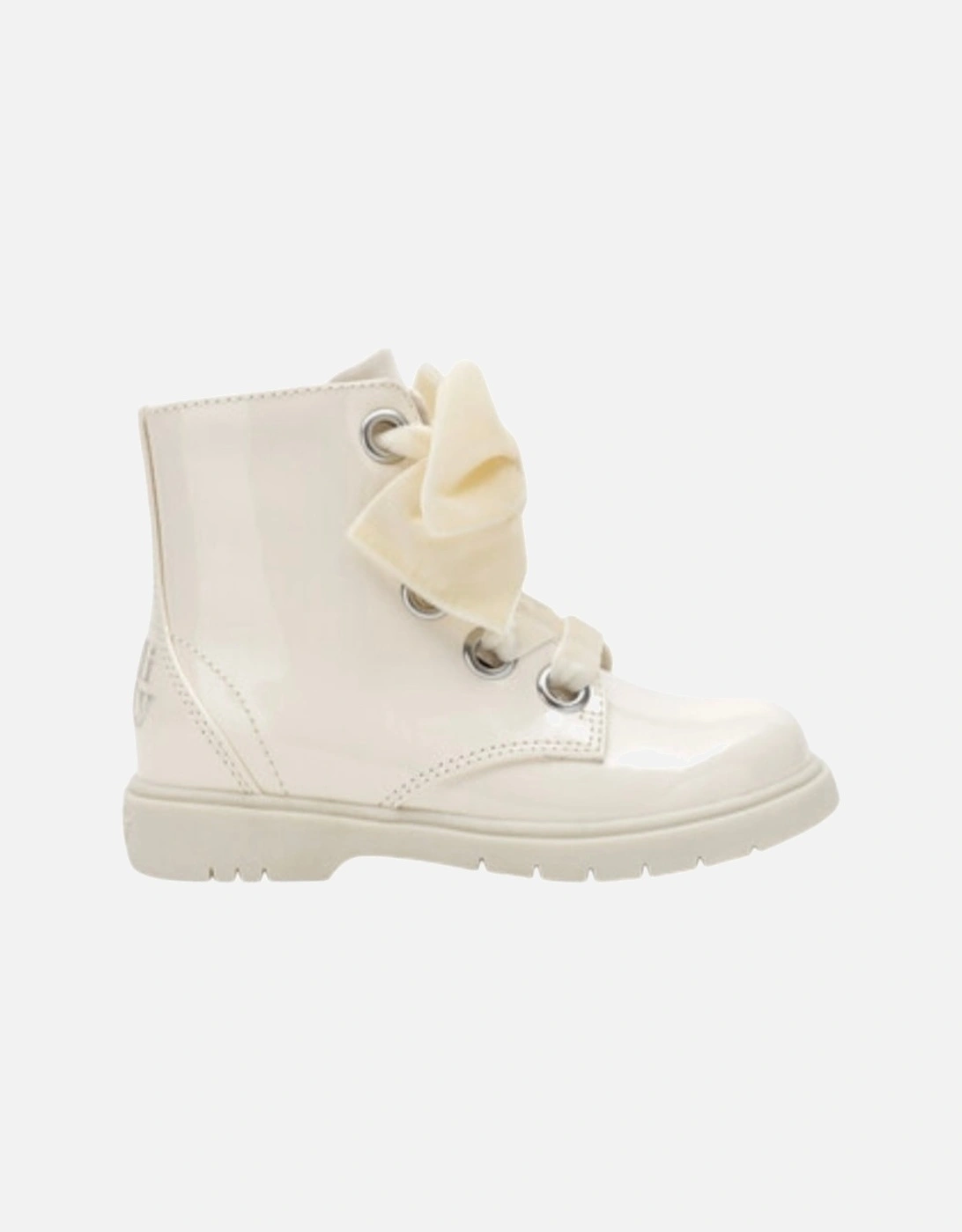 Girls Cream Patent ‘Fior’ Boots, 2 of 1
