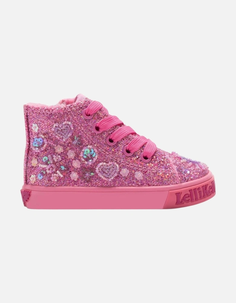 Girls Fuchsia Sequin ‘Dafne’ Hi-Top Trainers
