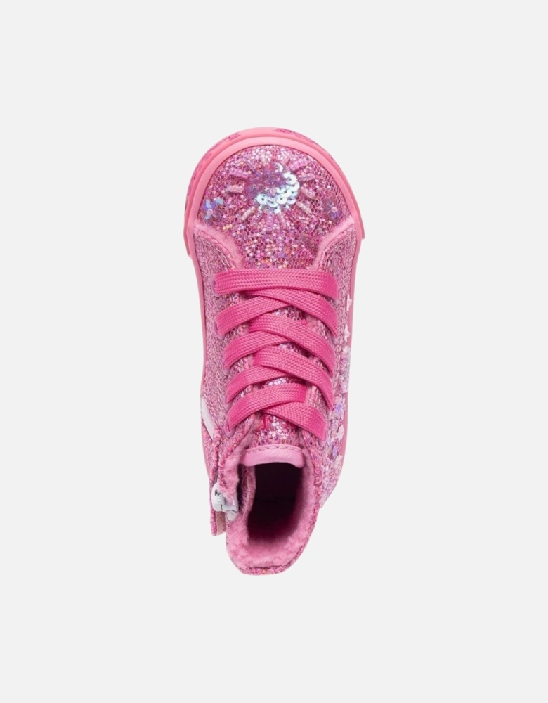 Girls Fuchsia Sequin ‘Dafne’ Hi-Top Trainers
