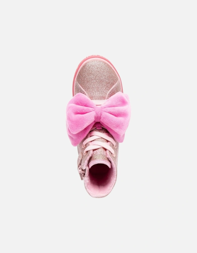 Girls Pink Bow ‘Rue’ Hi-Top Trainers