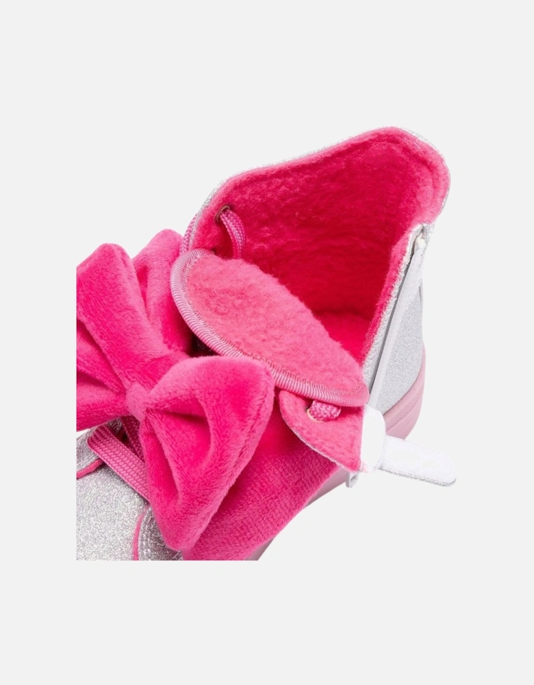 Girls Silver Bow ‘Rue’ Hi-Top Trainers