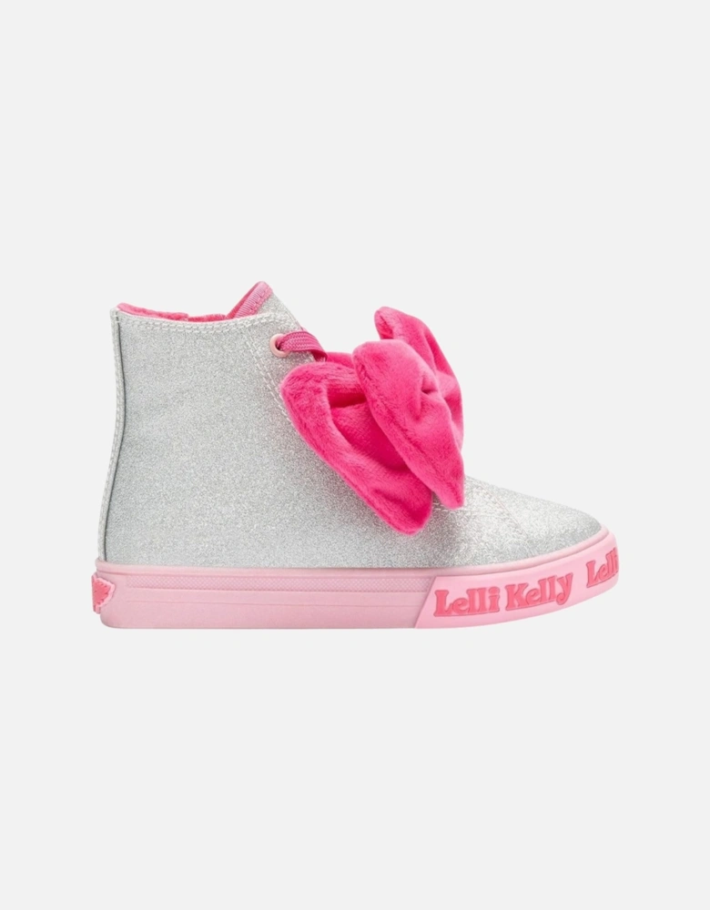 Girls Silver Bow ‘Rue’ Hi-Top Trainers