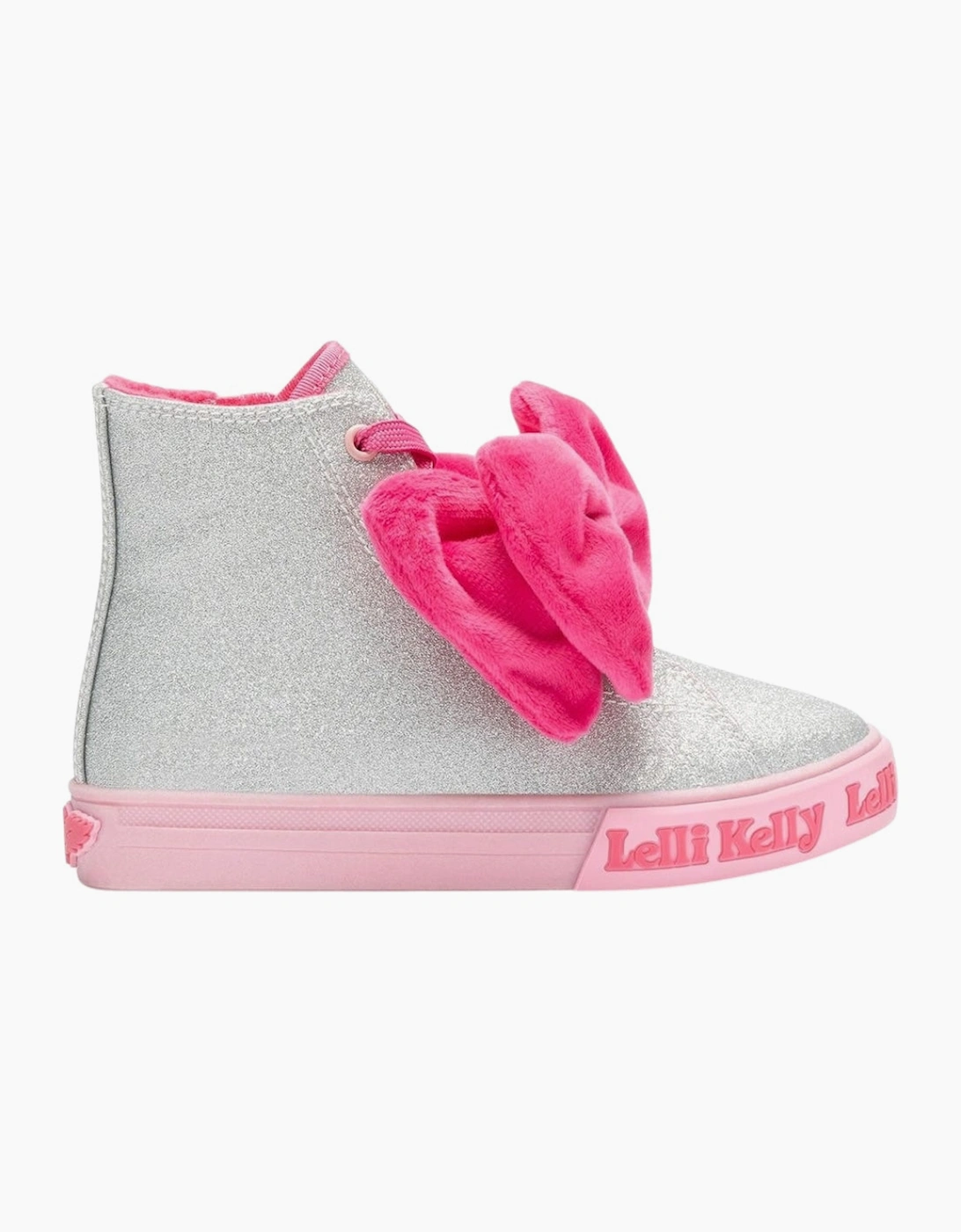 Lelli Kelly Girl's Girls Silver Bow ‘Rue’ Hi-Top Trainers - Pink - Size: EUR 29 / uk 11