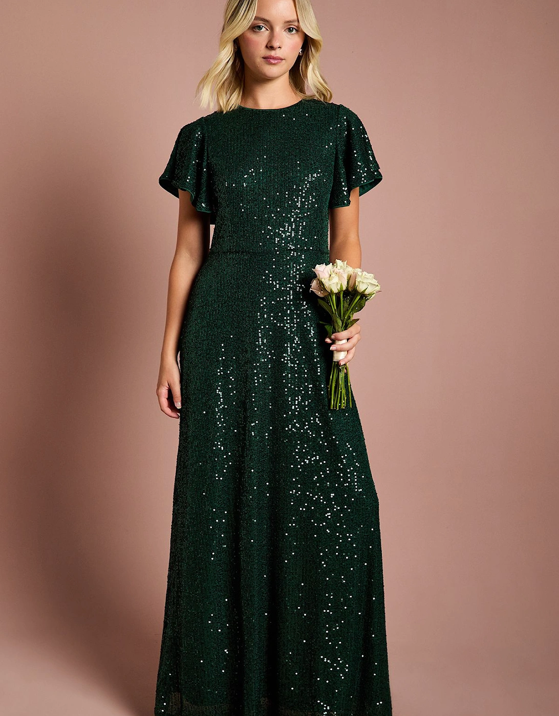 Teen Sequin Angel Sleeve Bridesmaid Dress, 2 of 1