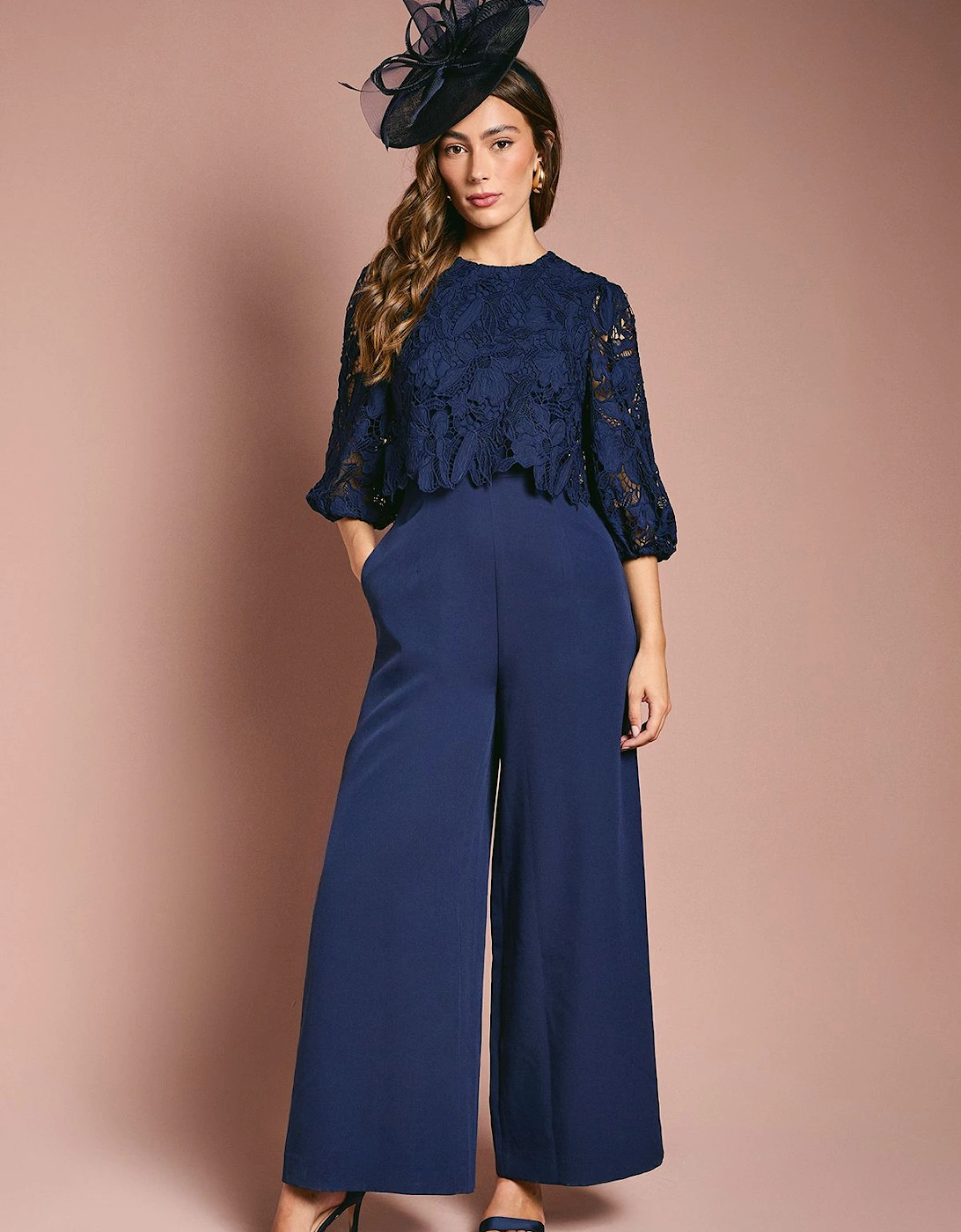 Lace Overlay Wide Leg Jumpsuit, 2 of 1