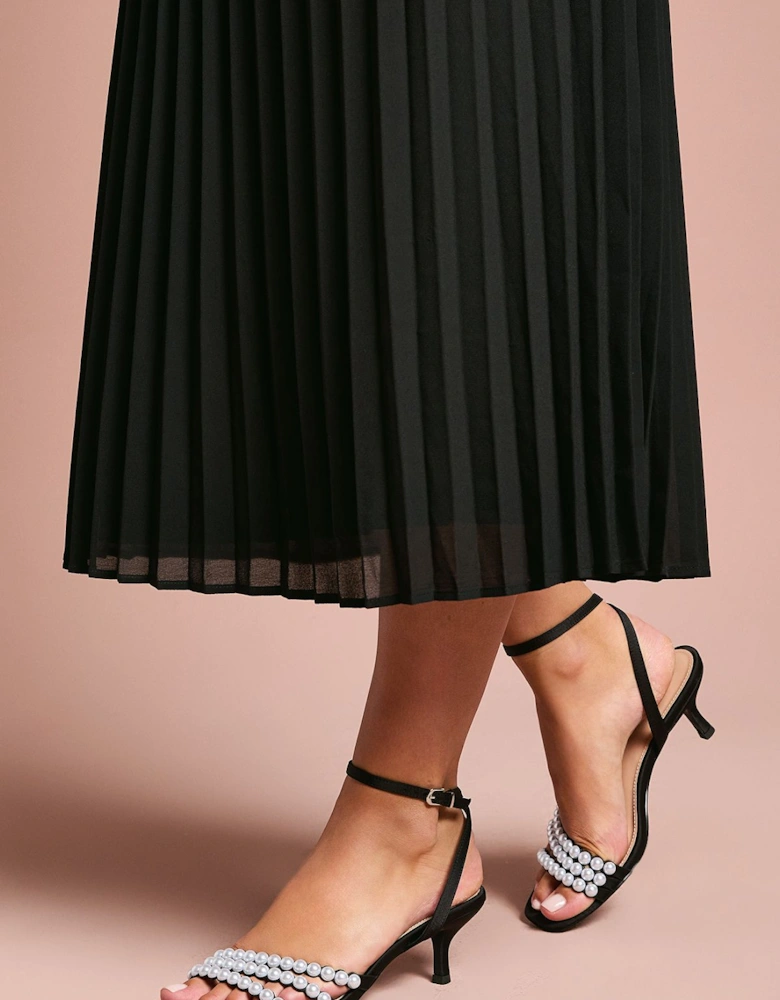 Kansas Satin Pearl Detail Kitten Heel Sandals