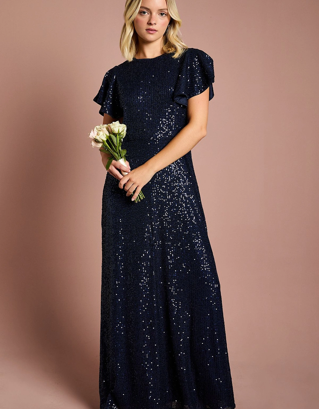 Teen Sequin Angel Sleeve Bridesmaid Dress, 2 of 1