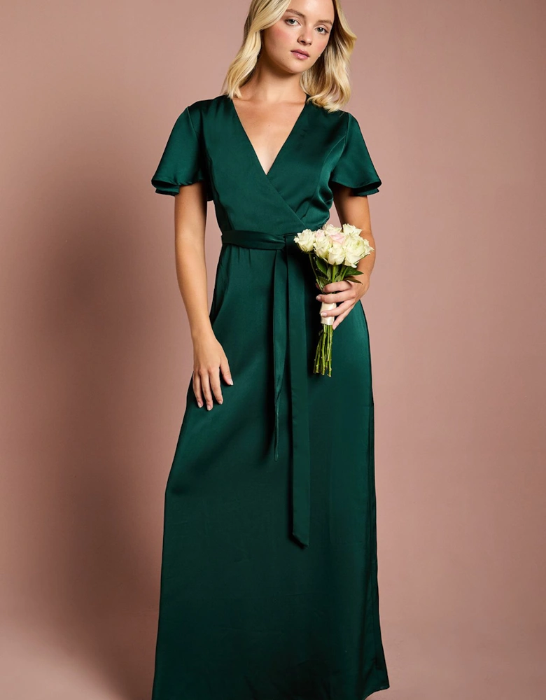 Teen Angel Sleeve Bridesmaids Dress