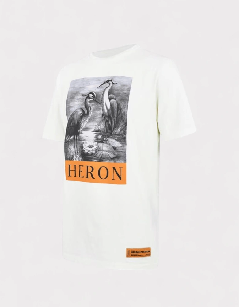 Heron Print T Shirt White