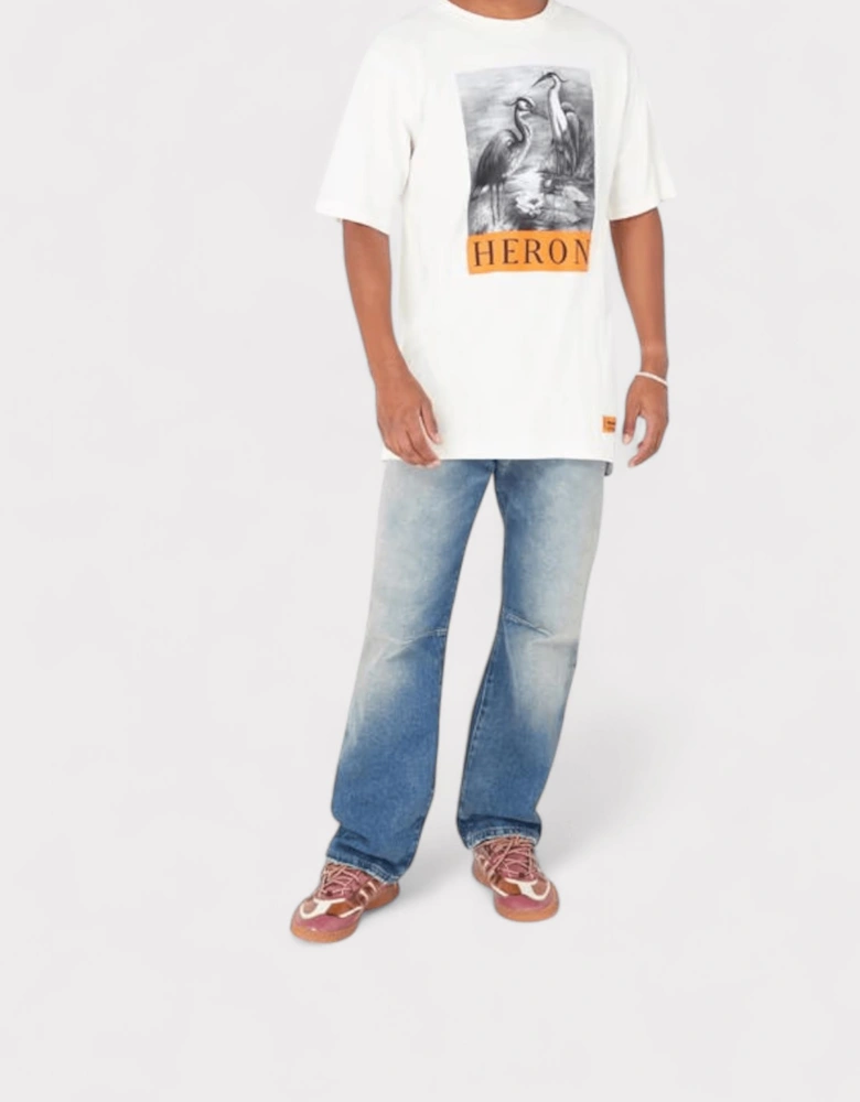 Heron Print T Shirt White