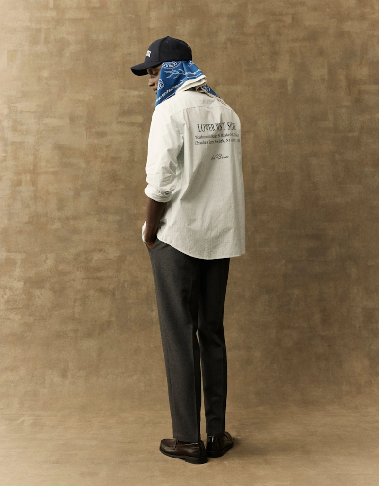 Kent Printed Stripe Poplin Shirt - Xenon Blue