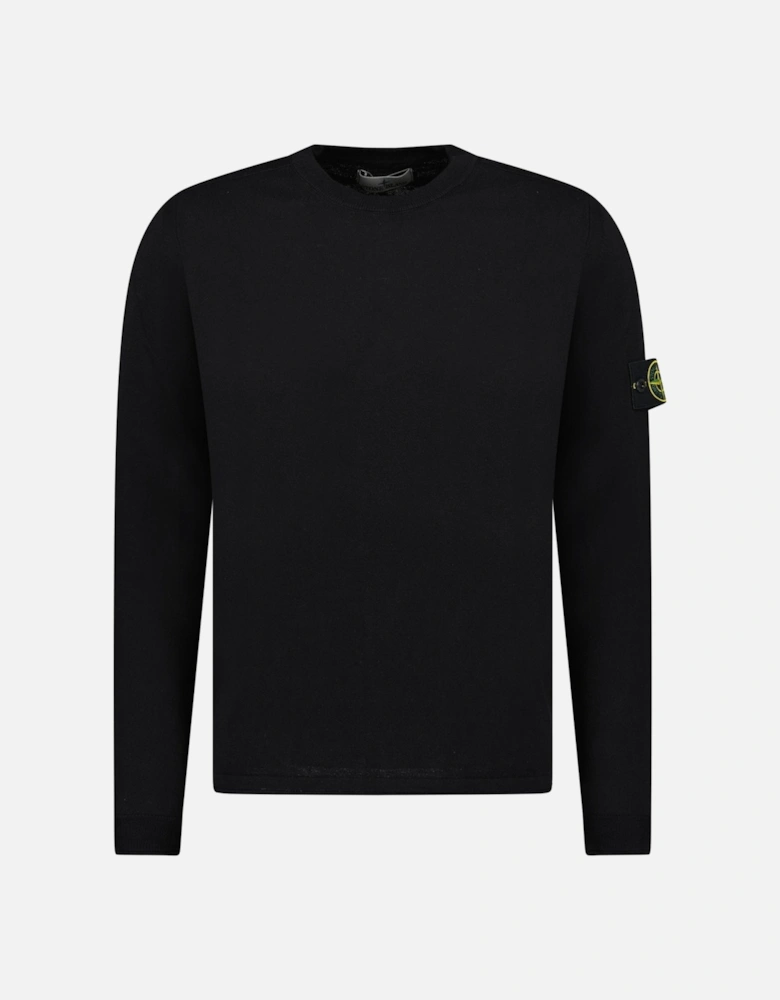 Compass Badge Light Raw Hand Organic Cotton Jumper in Black