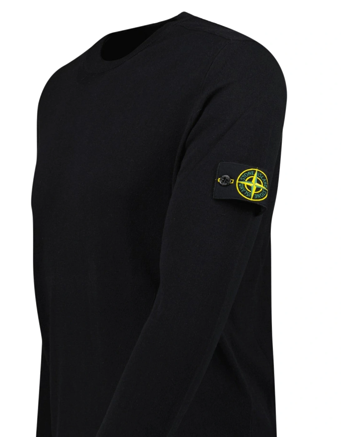 Compass Badge Light Raw Hand Organic Cotton Jumper in Black