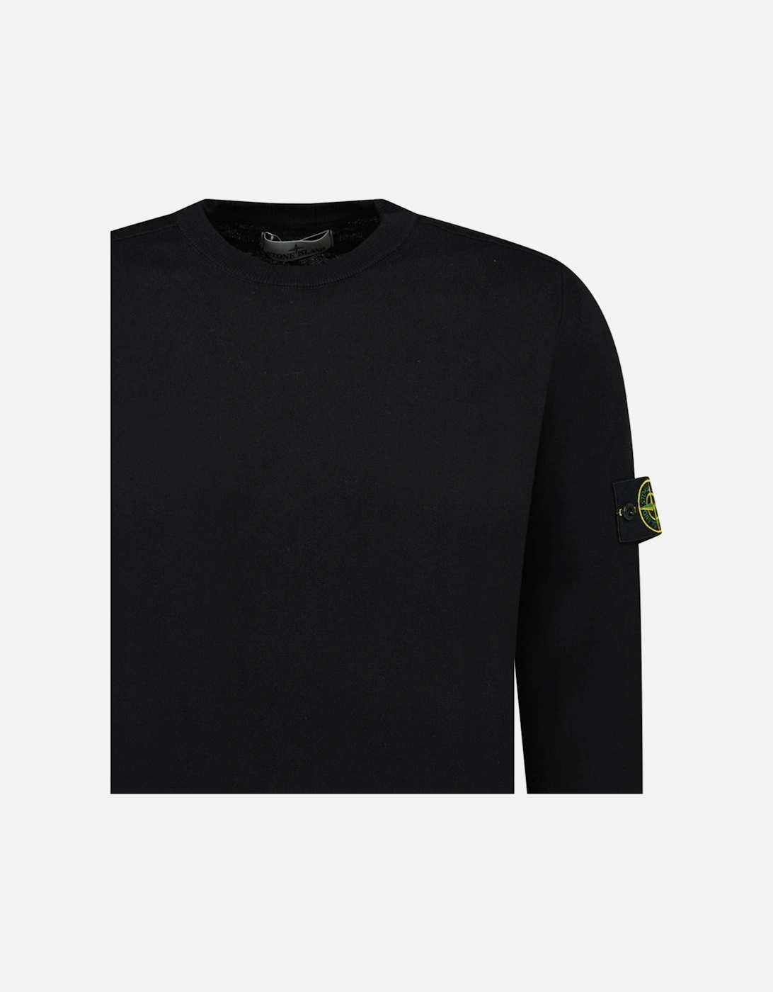 Compass Badge Light Raw Hand Organic Cotton Jumper in Black