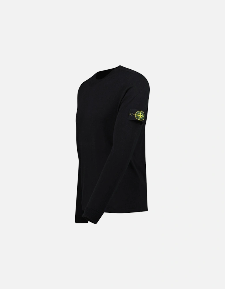 Compass Badge Light Raw Hand Organic Cotton Jumper in Black