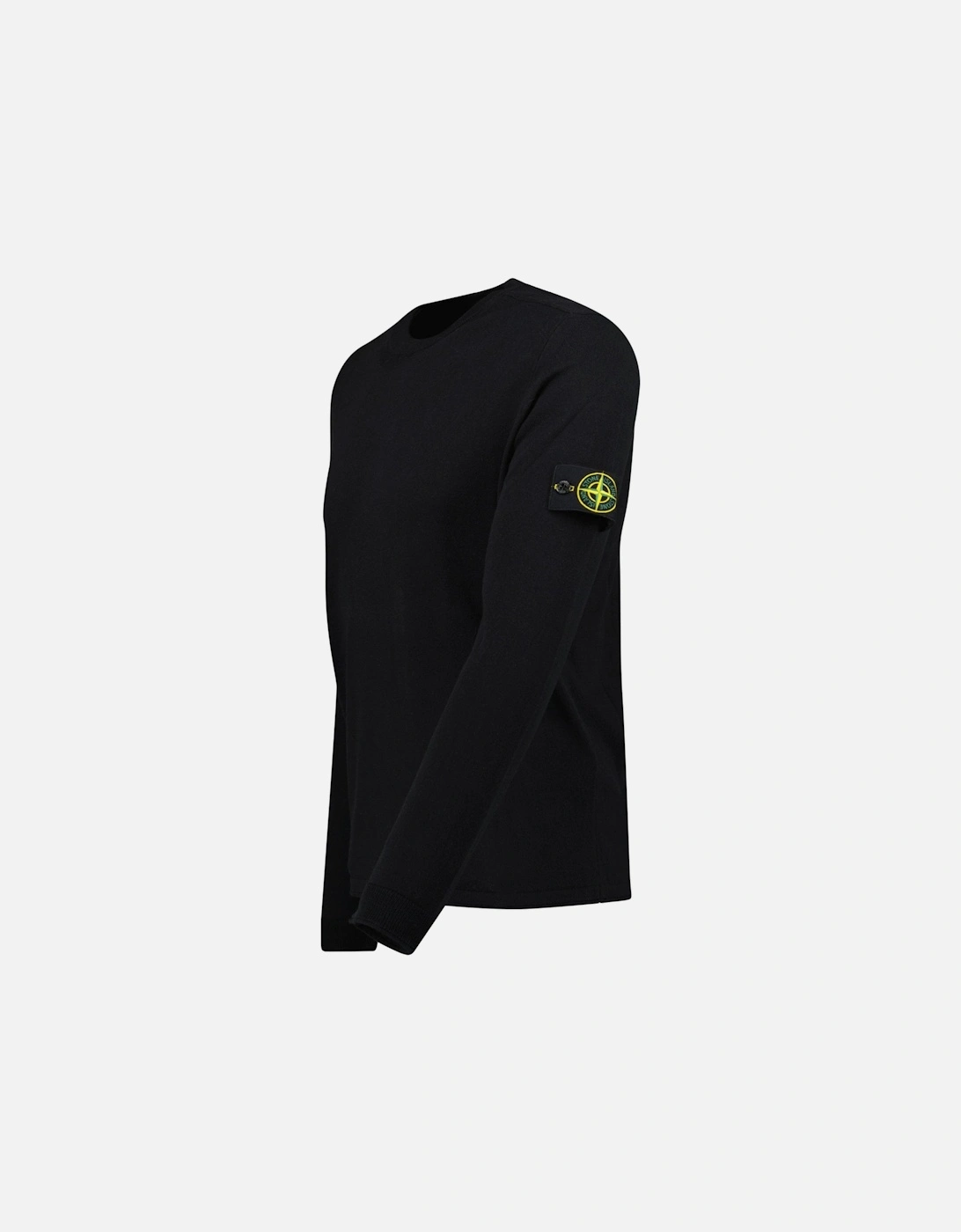 Compass Badge Light Raw Hand Organic Cotton Jumper in Black