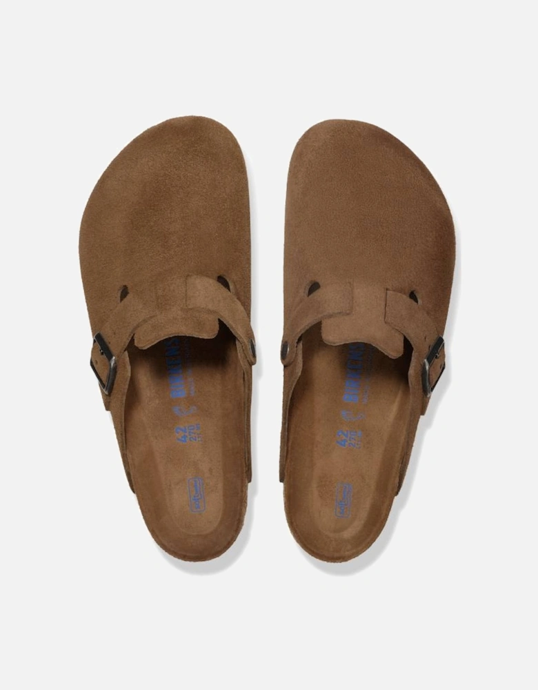Birkenstock Unisex Boston Soft Footbed Suede Leather Regular Fit Dark Tea Tonal FB