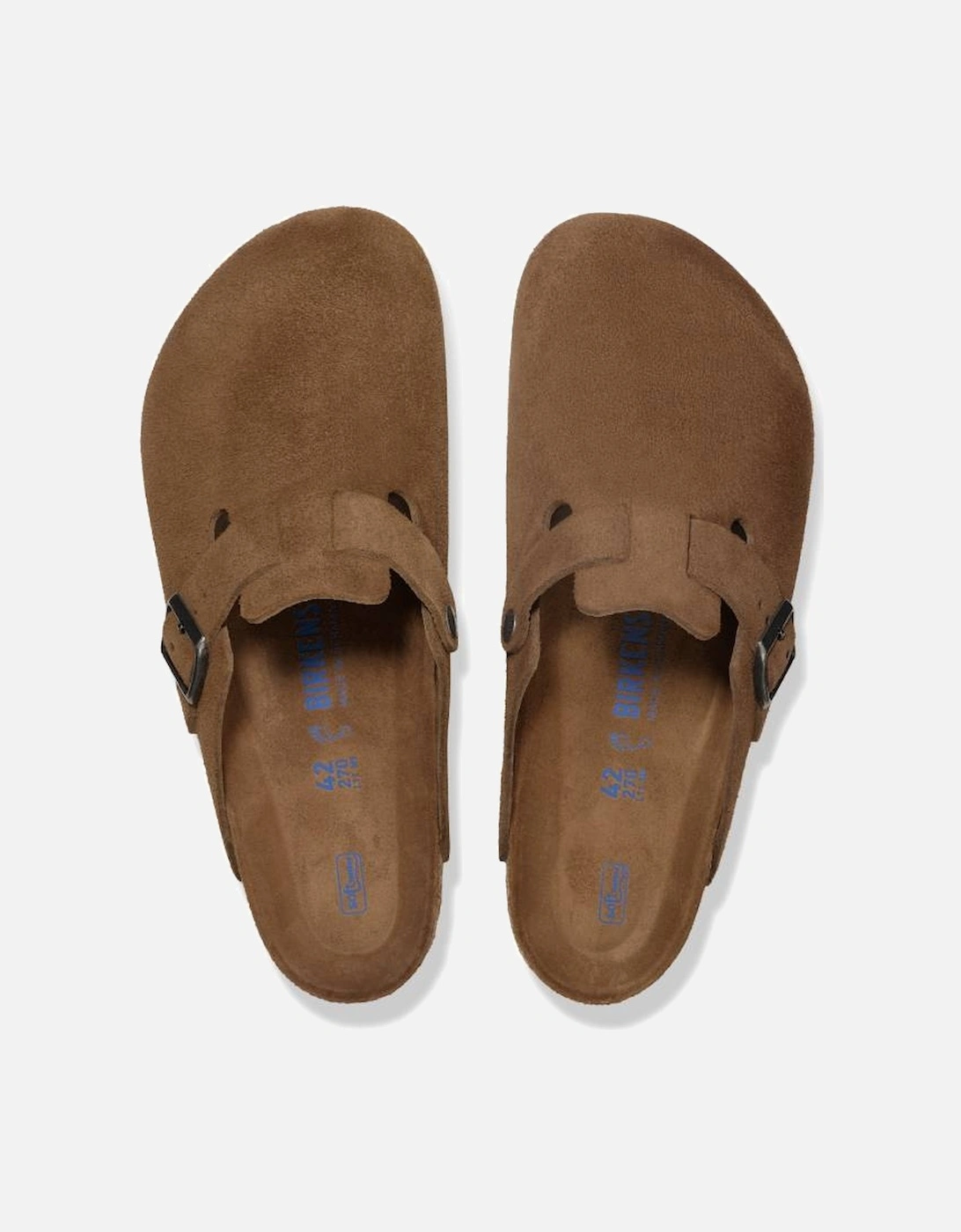 Birkenstock Unisex Boston Soft Footbed Suede Leather Regular Fit Dark Tea Tonal FB