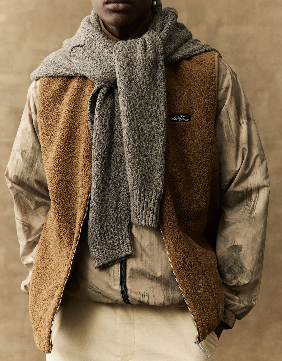 Jack Crinkled Aop Track Jacket - Dark Sand
