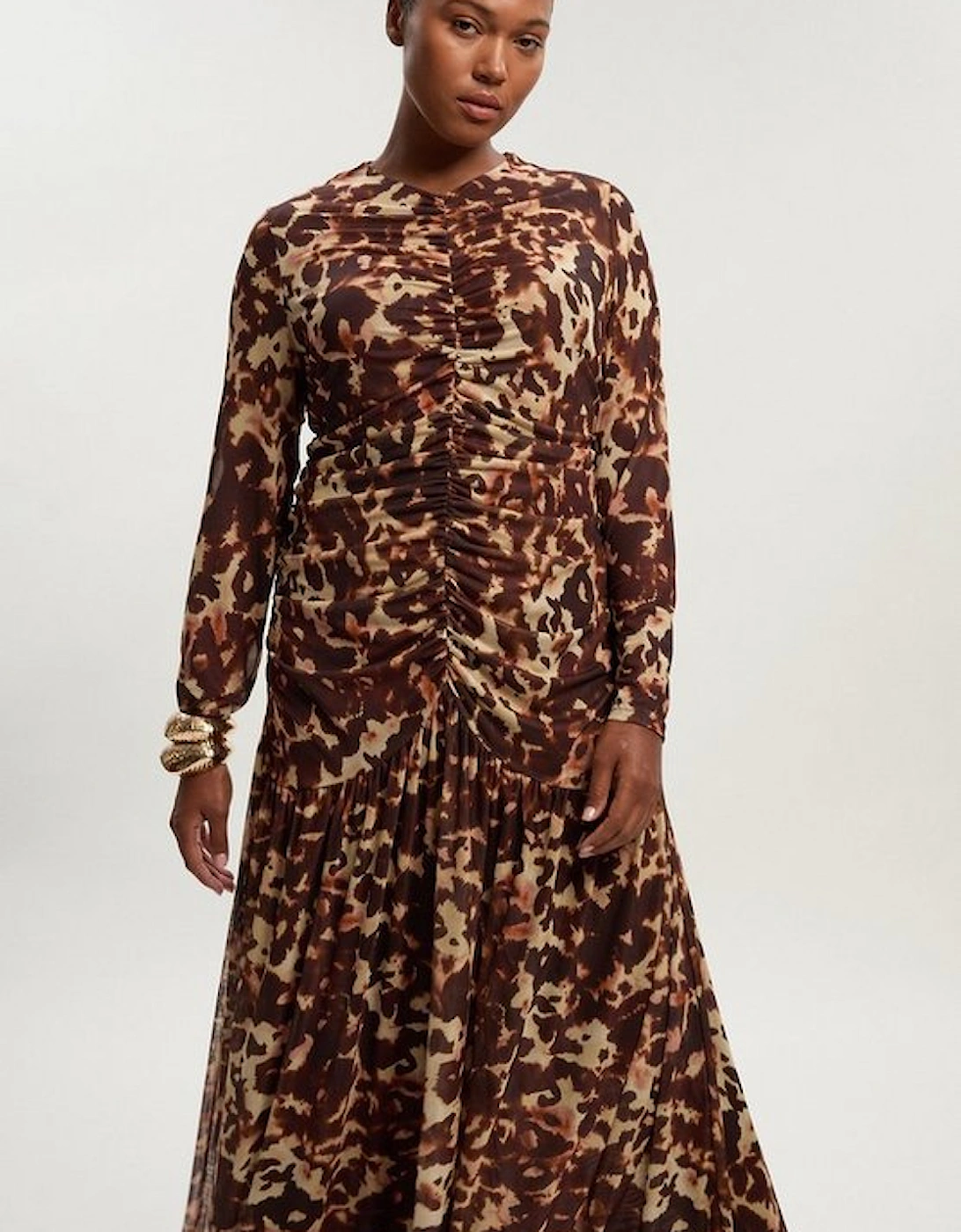 Plus Size Leopard Print Mesh Maxi Dress, 2 of 1