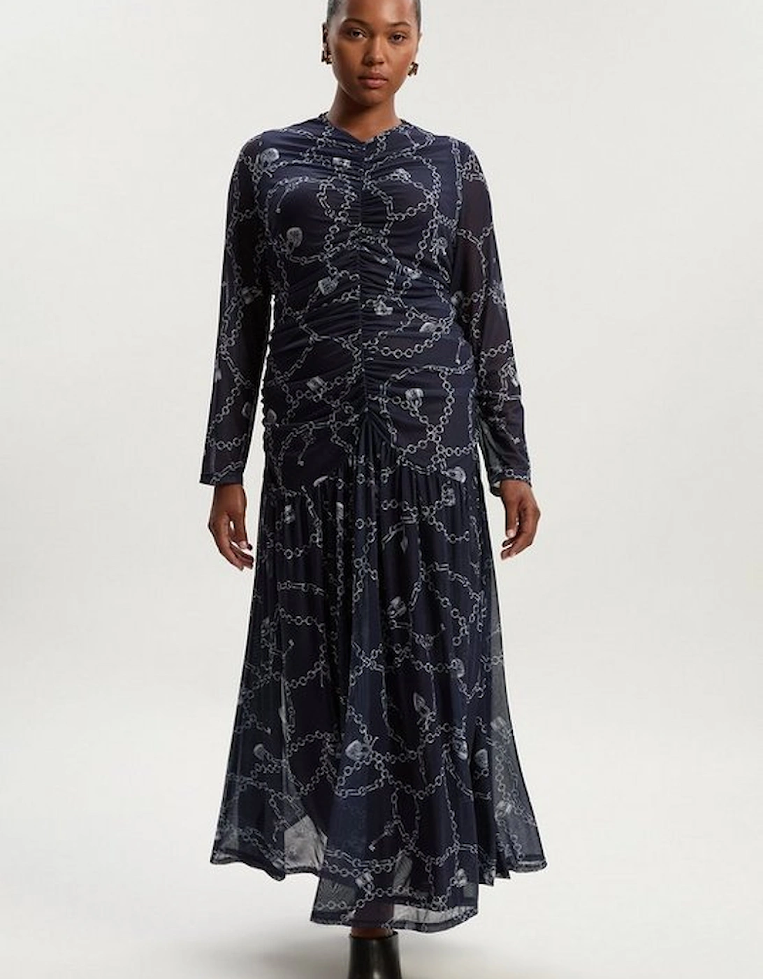 Plus Size Chain Print Mesh Maxi Dress, 2 of 1
