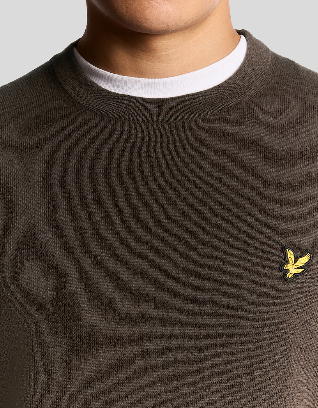 Lyle & Scott Cotton Merino Mens Crew Neck Jumper - X863 Espresso