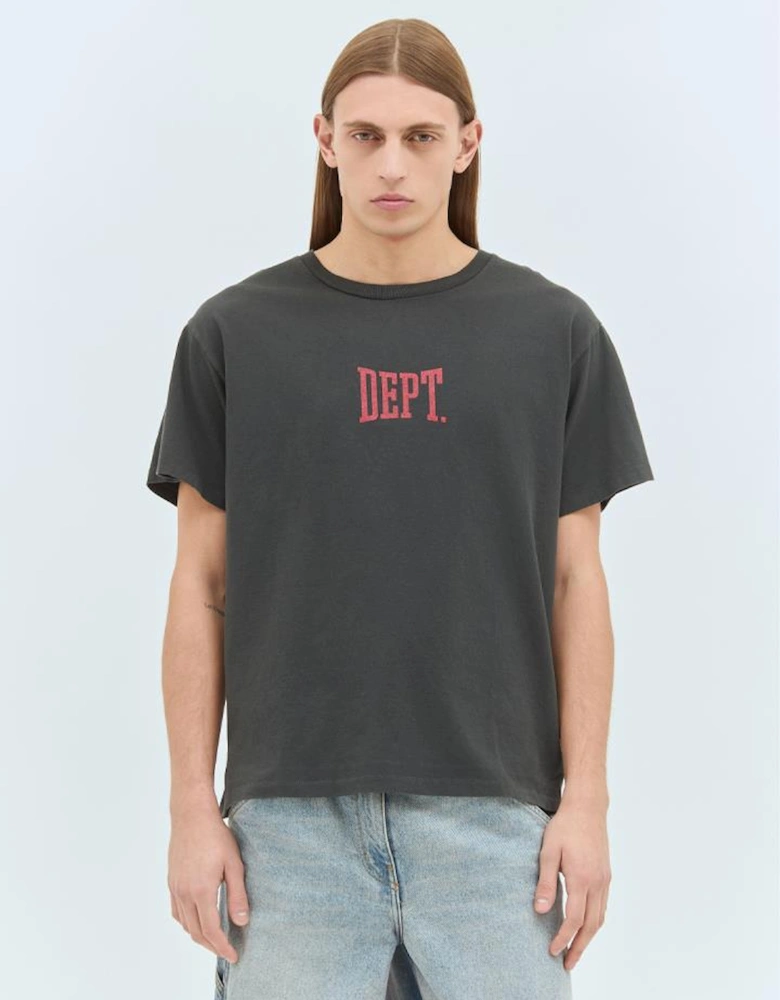 Dept Gym Red Logo T-Shirt in Vintage Black