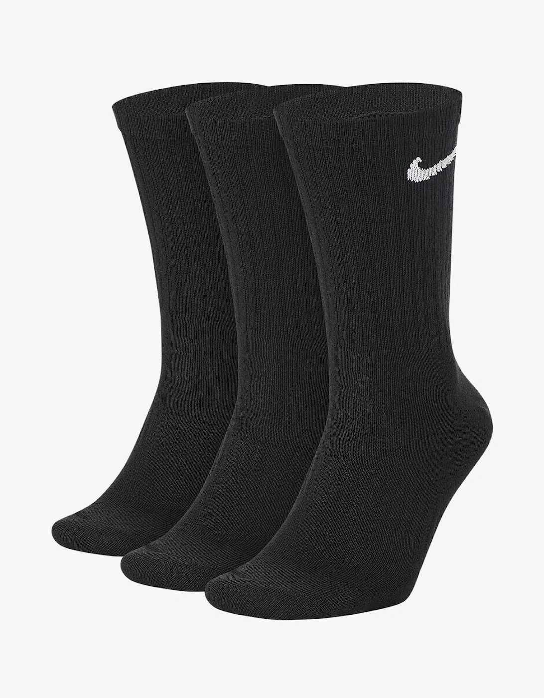Nike Women's Nike Everyday Black Socks Lightweight Dri Fit Crew Sports Socks 3 Pack - Black/Black