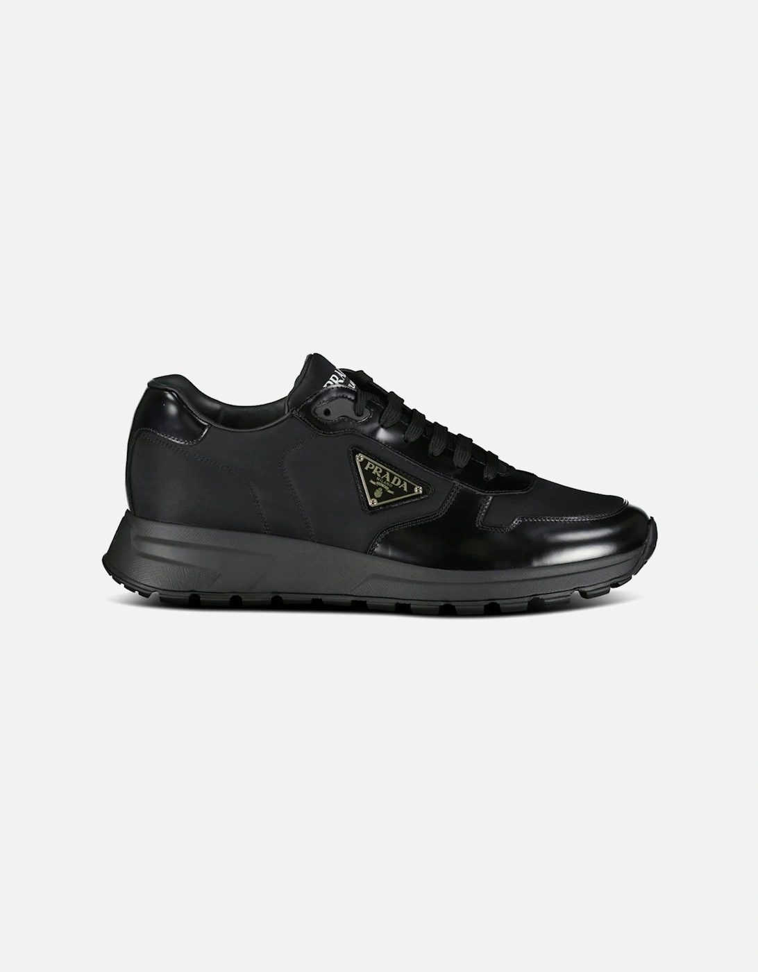 Prax 01 Triangle Logo Leather Trainers Black, 5 of 4