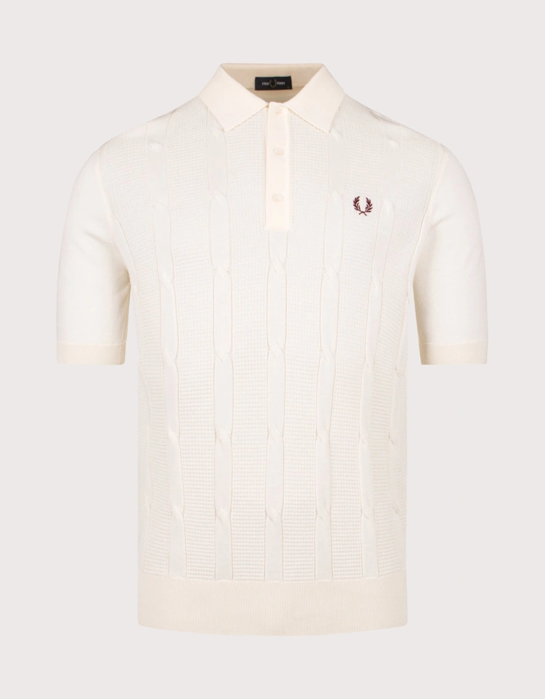 Textured Cable Knit Polo Shirt