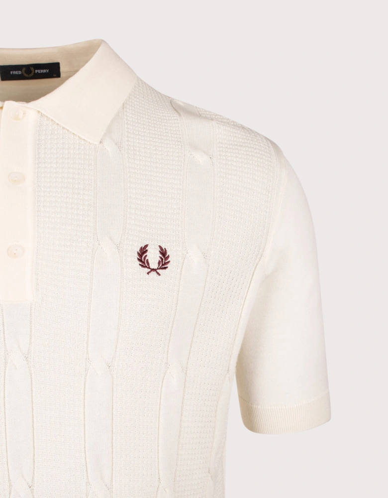 Textured Cable Knit Polo Shirt