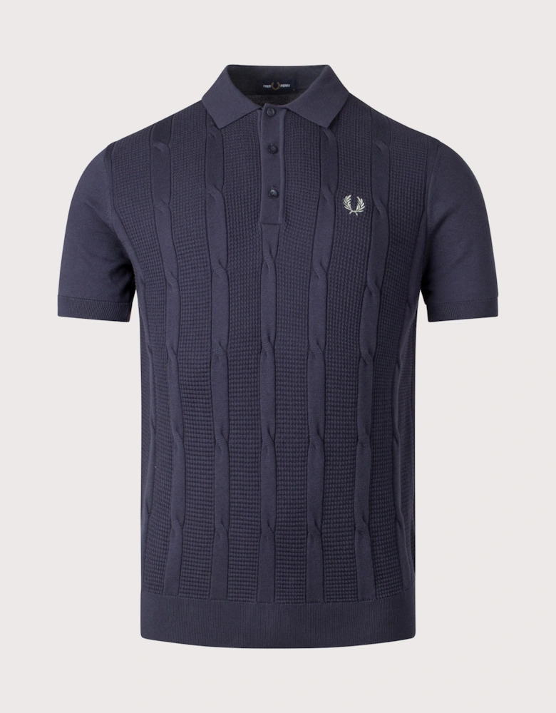 Textured Cable Knit Polo Shirt