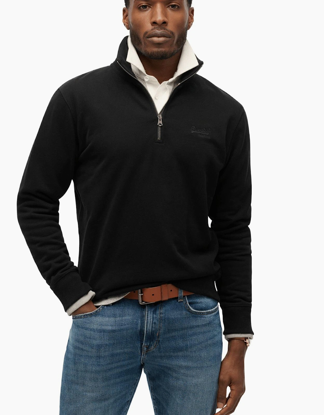 Men's Superdry Mens Essential Logo Half Zip Sweatshirt - Black - Size: XL