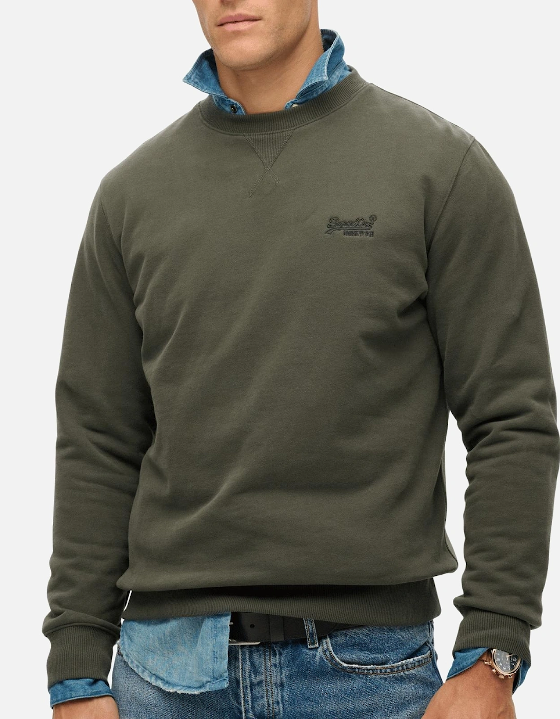 Superdry Men's Green Essential Logo Crew Sweatshirt - : Xl