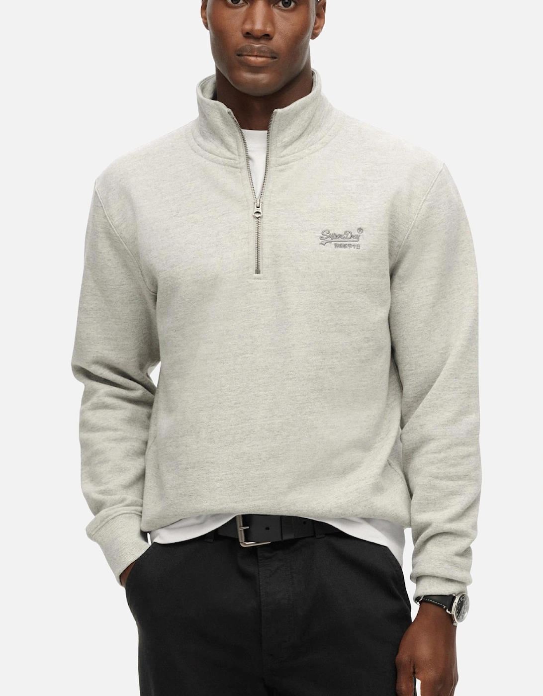 Superdry Men's Varsity Grey Essential Logo Half Zip Sweatshirt - : Xl