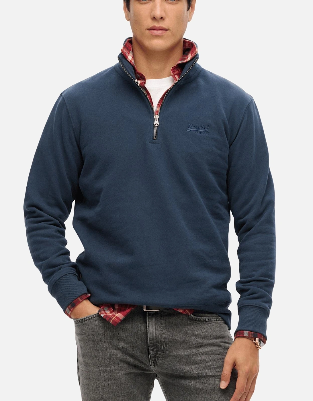 Superdry Men's Navy Essential Logo Half Zip Sweatshirt - : Xl
