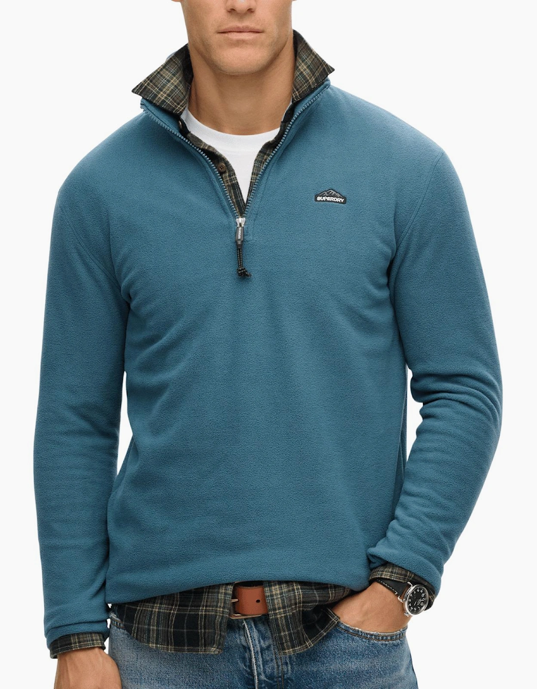 Superdry Men's Blue Polar Fleece Half Zip Fleece - : 44 2XL